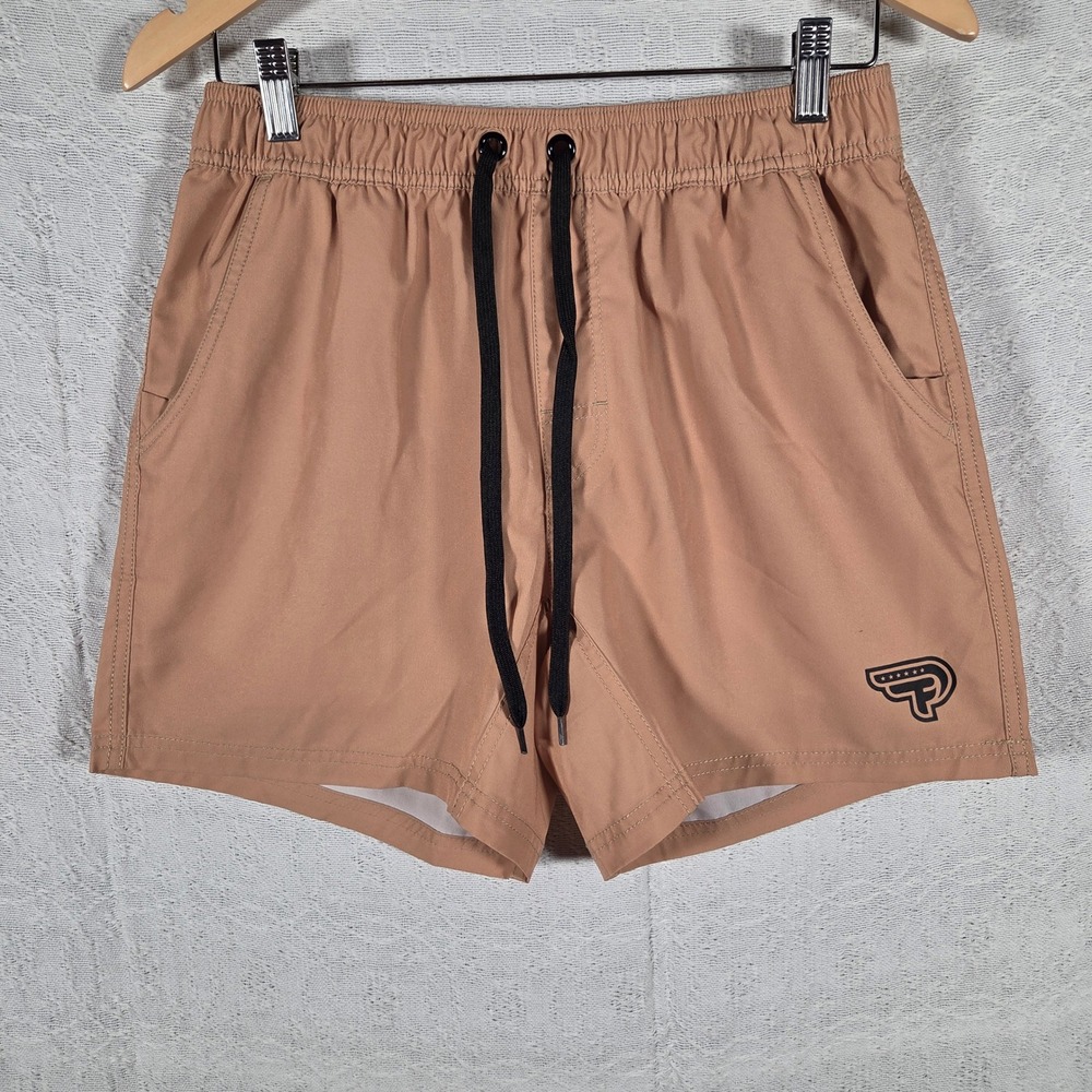 Performance First Mens Tan Athletic Training Shorts Size M Drawstring Pockets